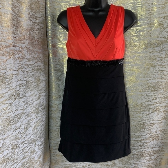 EnFocus Studio Orange/Black Body-con Bandage Mini Dress Size 4 - Picture 2 of 10